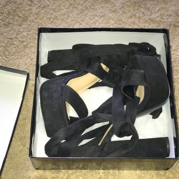 Platform Lace Up Black Heels - Picture 2 of 5